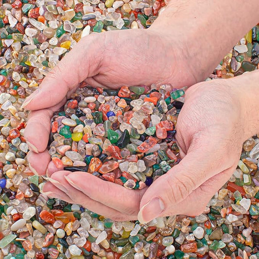 3 Lb Crystal Chips Bulk Tumbled Crushed Quartz Stones, 7 Chakra Crystal Quartz Rocks Healing Stones Pebbles for Vases Filler, Aquarium Gravel Rocks, Succulent Plants Decor