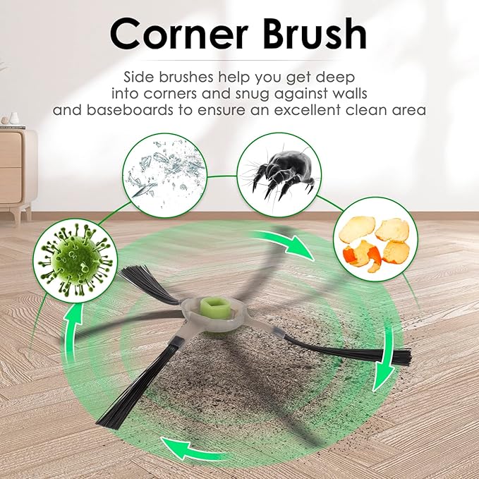 (12 Pieces) M210S M213S Replacement Parts for Lefant M210 Pro M210P M210B M213S M210S M210 M213, OKP Life K2 K3 K3A K4 K5, Robot Vacuum Accessories, 2 Mop Pads, 4 HEPA Filters, 6 Side Brushes