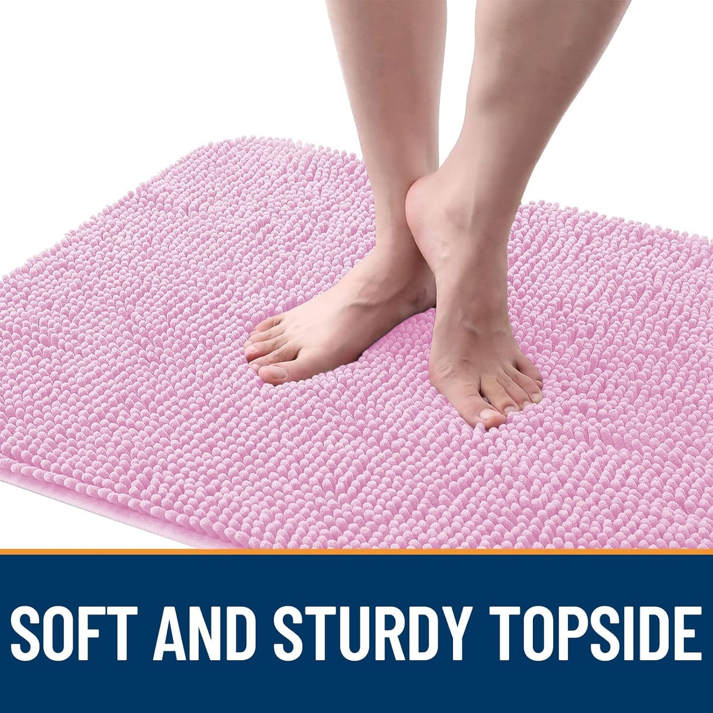 OLANLY Dog Door Mat for Muddy Paws 59x24, Absorbs Moisture and Dirt, Absorbent Non-Slip Washable Doormat, Quick Dry Chenille Mud Mat for Dogs, Entry Indoor Entryway Carpet for Inside Floor, Pink