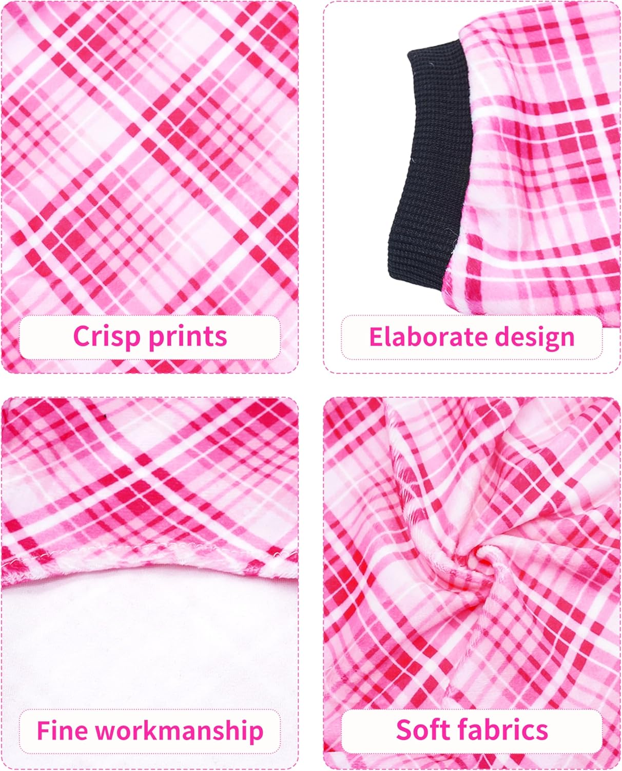 PET SHOW 4 Pack Small Dog Pajamas Cute Paw Bone Clothes Doggies Soft Stretchy PJs Plaid Jumpsuit Puppy Cats Floral Fruits Onesies Outfits with Sleeve Pets Dachshund Costume(XS, Pink for Girls)