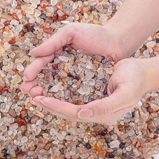 White Agate Crushed Stones Crystal Chips Bulk 3 Lb, Natural Tumbled Crushed Stones Decorative Pebbles Bulk for Vases Filler, Aquarium Gravel Rocks, Succulent Plants Decor