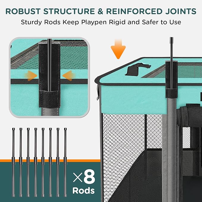 Pet Playpen, Foldable Waterproof Puppy Tent, Portable Cat Playpen, Dog Kennel, Breathable Mesh Crate, Play Pen with Carrying Case, Kitten Pennel, Indoor OutdoorTravel Camping for Small Animal.