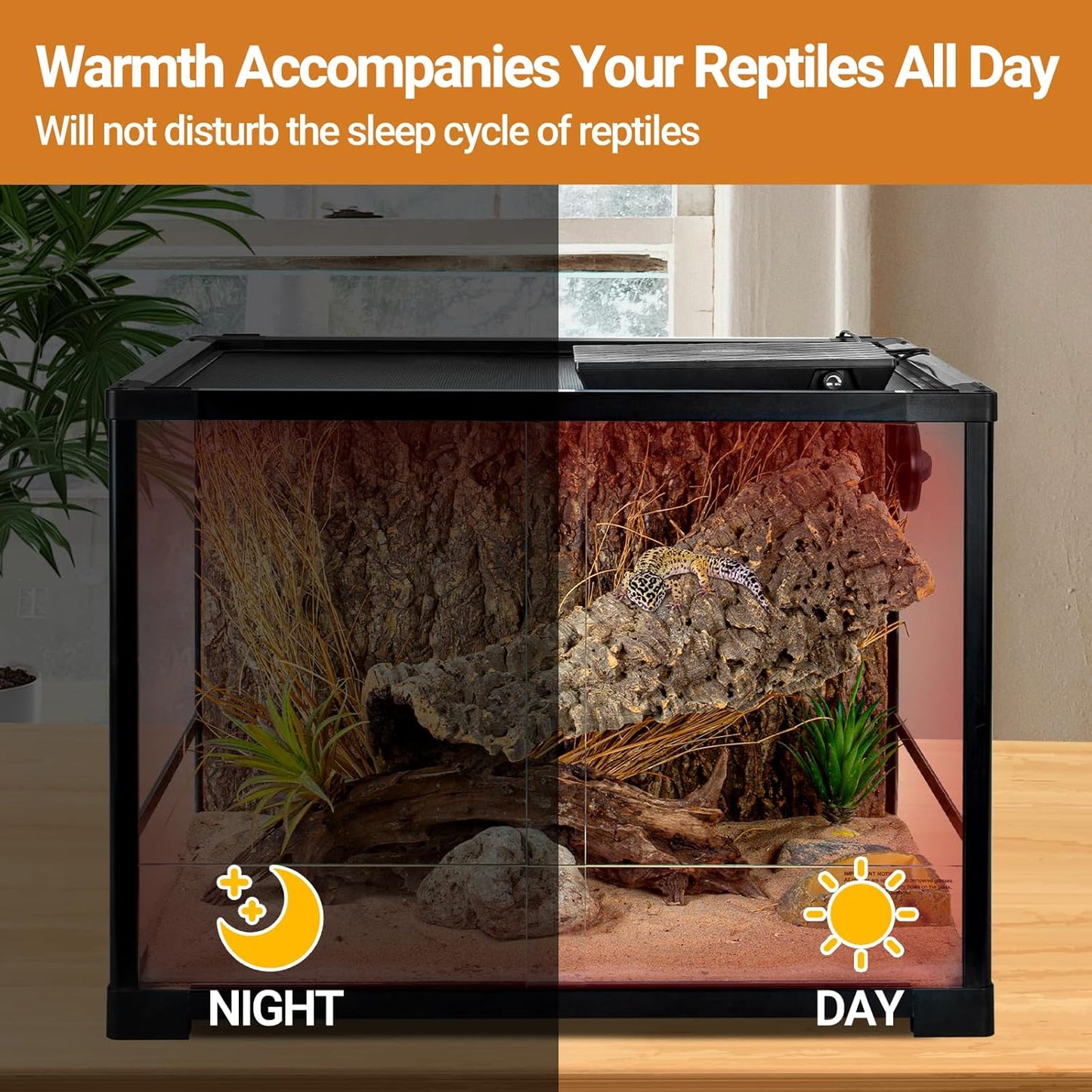 REPTI ZOO Reptile Heat Panel Adjustable Temperature Reptile Heating Plate, Non-Light Heating Solution with Expanded Heating Range for Hermit Crabs/Leopard Geckos/Turtles/Snakes/Lizards