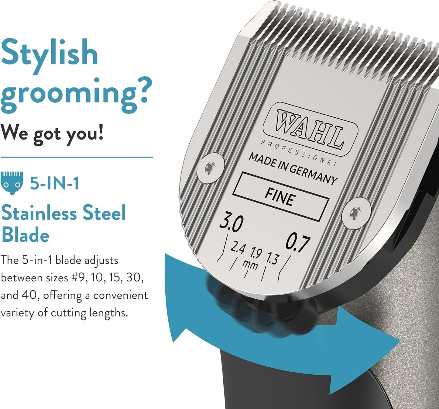 WAHL Professional Animal Bravura Lithium Ion Clipper - Pet, Dog, Cat, and Horse Corded/Cordless Clipper Kit, Gunmetal (41870-0425)