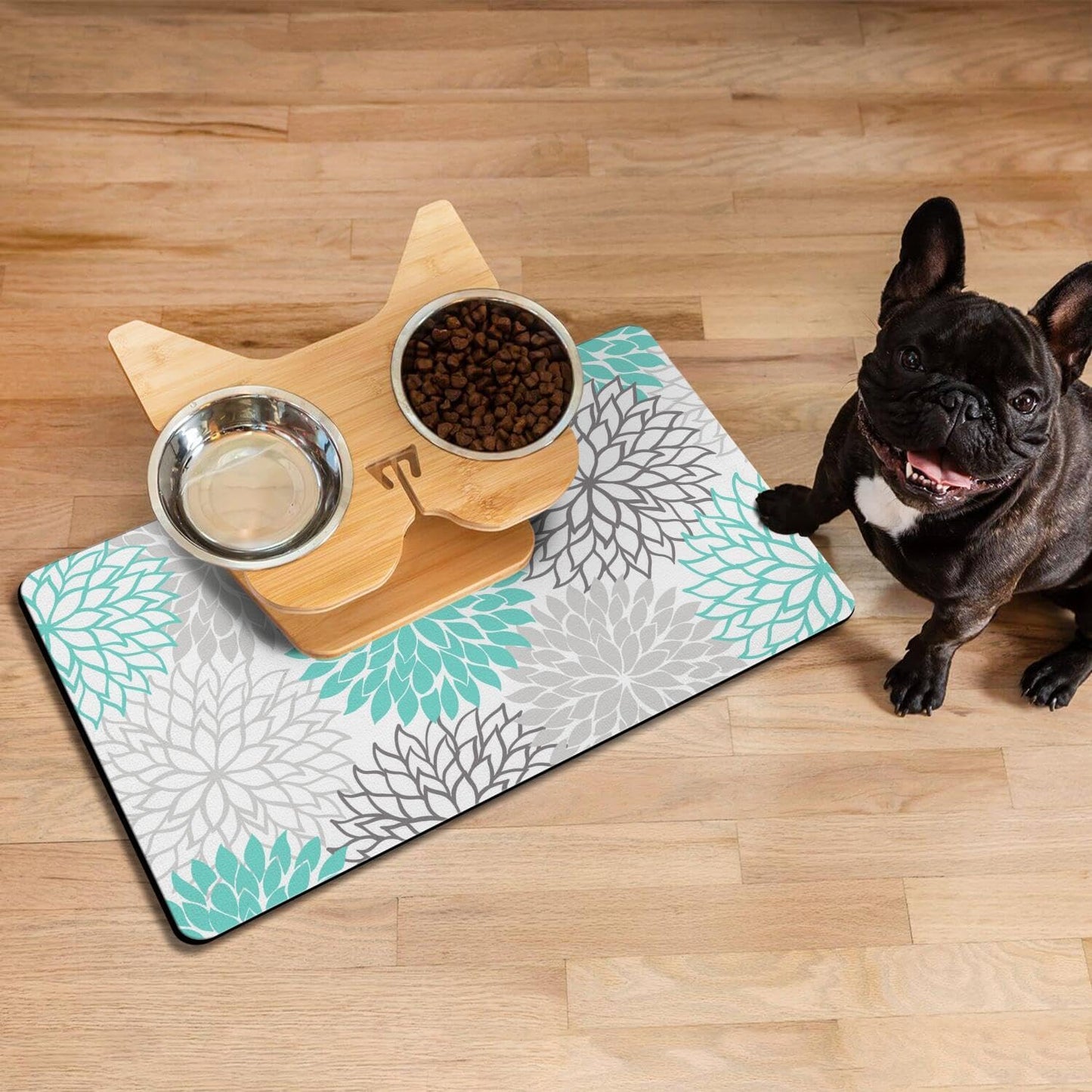 Pet Feeding Mat for Floors Waterproof Dog Mat for Food and Water Absorbent Quick Dry Non Slip mat for Cat Bowls