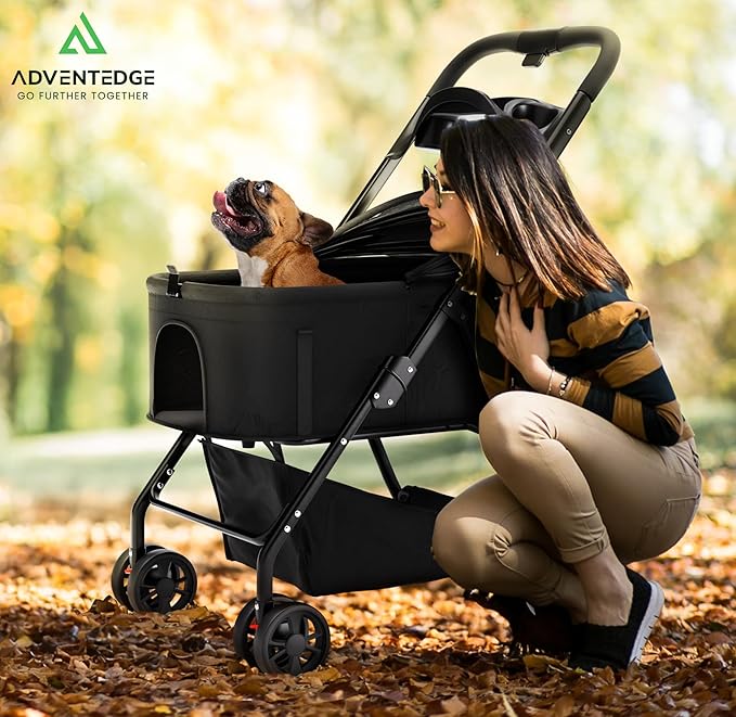 Pet Stroller 3 in 1 Foldable Dog Stroller, Cat Strollers, Foldable pet Strollers & Cat Carrier, Pet Carrier, Lightweight with Cup Holder, Waterproof Max Load 66 lbs, Breathable Mesh Canopy