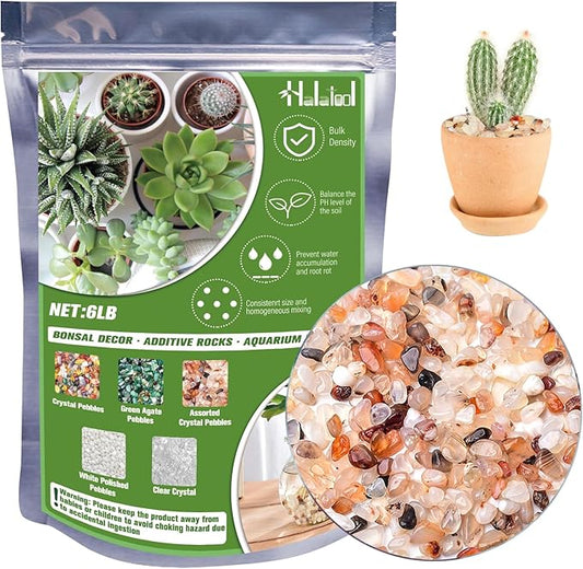 Halatool Crystal Pebbles 6 LB Bulk Bag 0.27"-0.79" Natural Landscaping Pebbles Aquarium Gravel Decorative Polished Stone Suitable for Plants Home Decoration DIY Handmade Fish Tanks Vase Filler