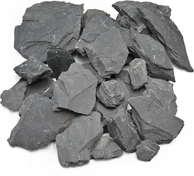 Natural Slate Stone for Aquariums 3 to 10 Inches Perfect Fish Tank Rocks Reptile Basking Stones & Fairy Garden Decor-20LB