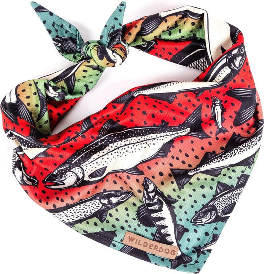 Wilderdog Dog Bandana with Lightweight Quick Drying Poly-Blend Mesh Material in Gone Fishing
