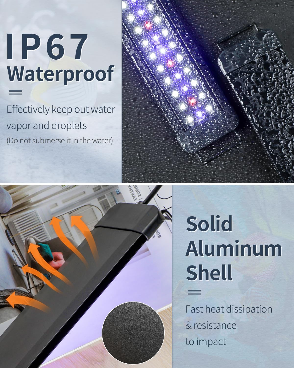 Pawfly 11 W Terrarium Reptile LED Light for 12" to 18" Terrarium Extendable Reptile Tank Light with Full Spectrum Brilliant White Blue Red Lights with Day & Night Modes and Adjustable Brightness
