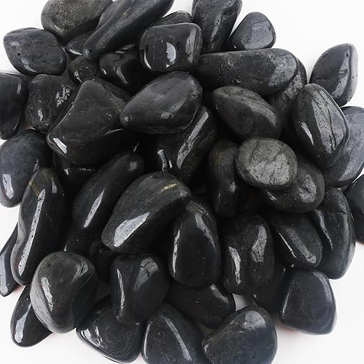 8LB 1"-2" Black River Rocks for Plants, Polished Pebbles for Garden Landscaping, Planters, Aquariums, Vase Fillers – Indoor & Outdoor Decor