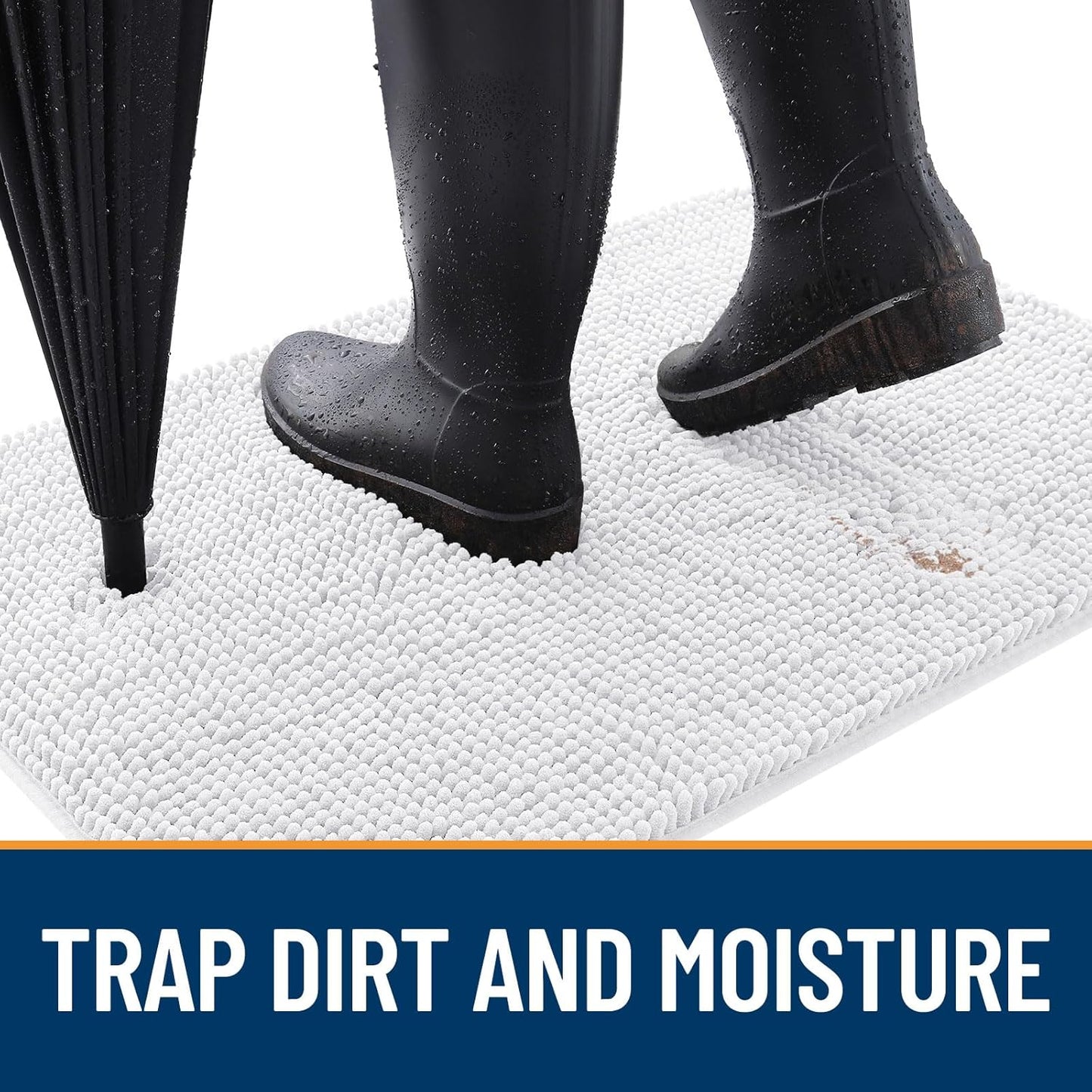 OLANLY Dog Door Mat for Muddy Paws 59x35, Absorbs Moisture and Dirt, Absorbent Non-Slip Washable Doormat, Quick Dry Chenille Mud Mat for Dogs, Entry Indoor Entryway Carpet for Inside Floor, White