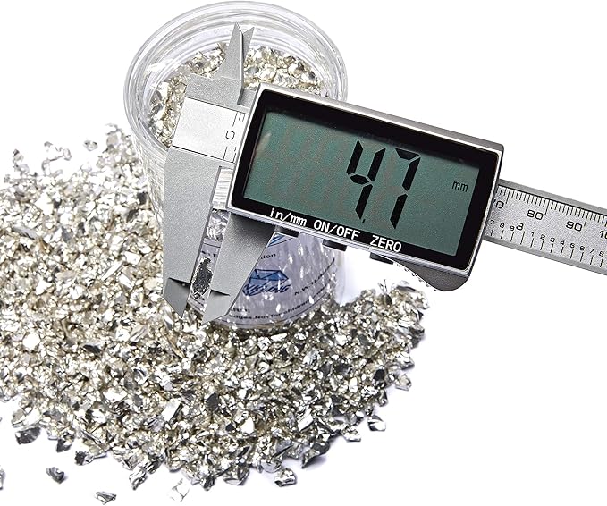 TWINKLING High Luster Fire Glass Gravel Stone Glitter,Broken Glass,Fire Gems Chips,Crushed Glass for Fire Pit Crafts Resin Art Aquarium Garden Decoration,3-6mm,1-Pound Jar (Silver)