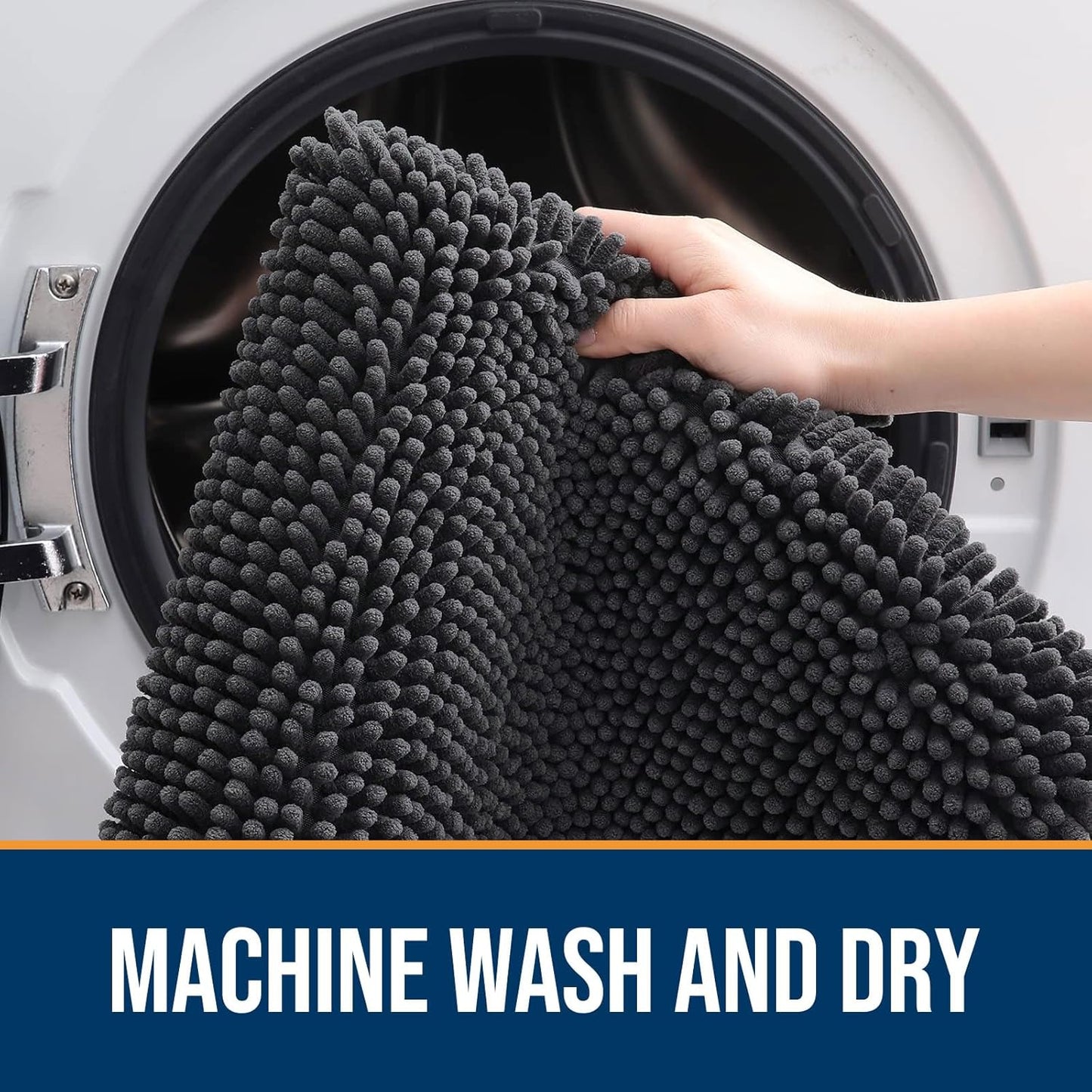 OLANLY Dog Door Mat for Muddy Paws 30x20, Absorbs Moisture and Dirt, Absorbent Non-Slip Washable Doormat, Quick Dry Chenille Mud Mat for Dogs, Entry Indoor Entryway Carpet for Inside Floor, Dark Grey