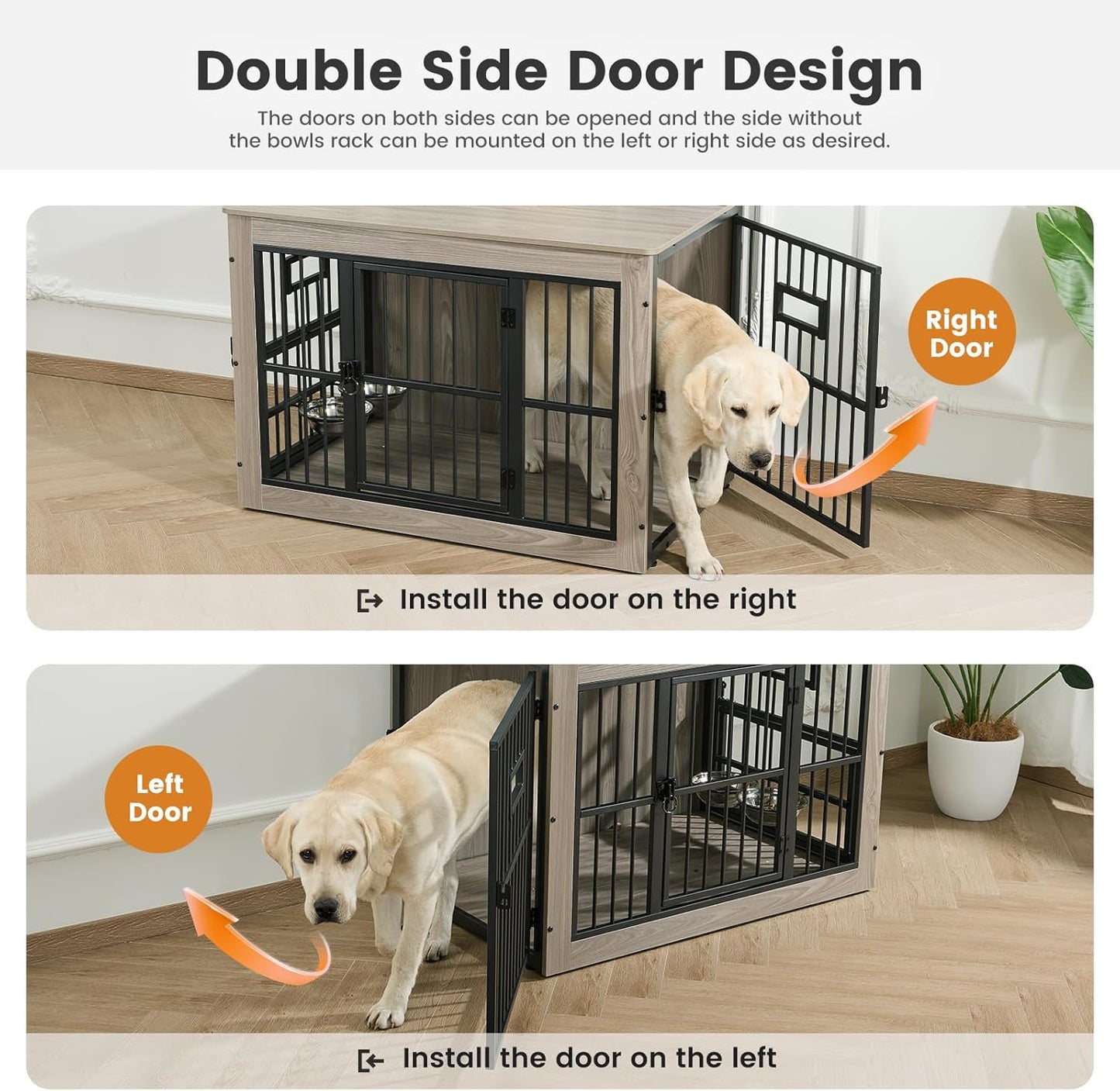 Gardner Pet Dog Crate Furniture for Small Dog, 27.2 Inches Dog Kennel Indoor, Wooden Dog Cage End Table, Heavy Duty Dog Crates, Rustic Grey