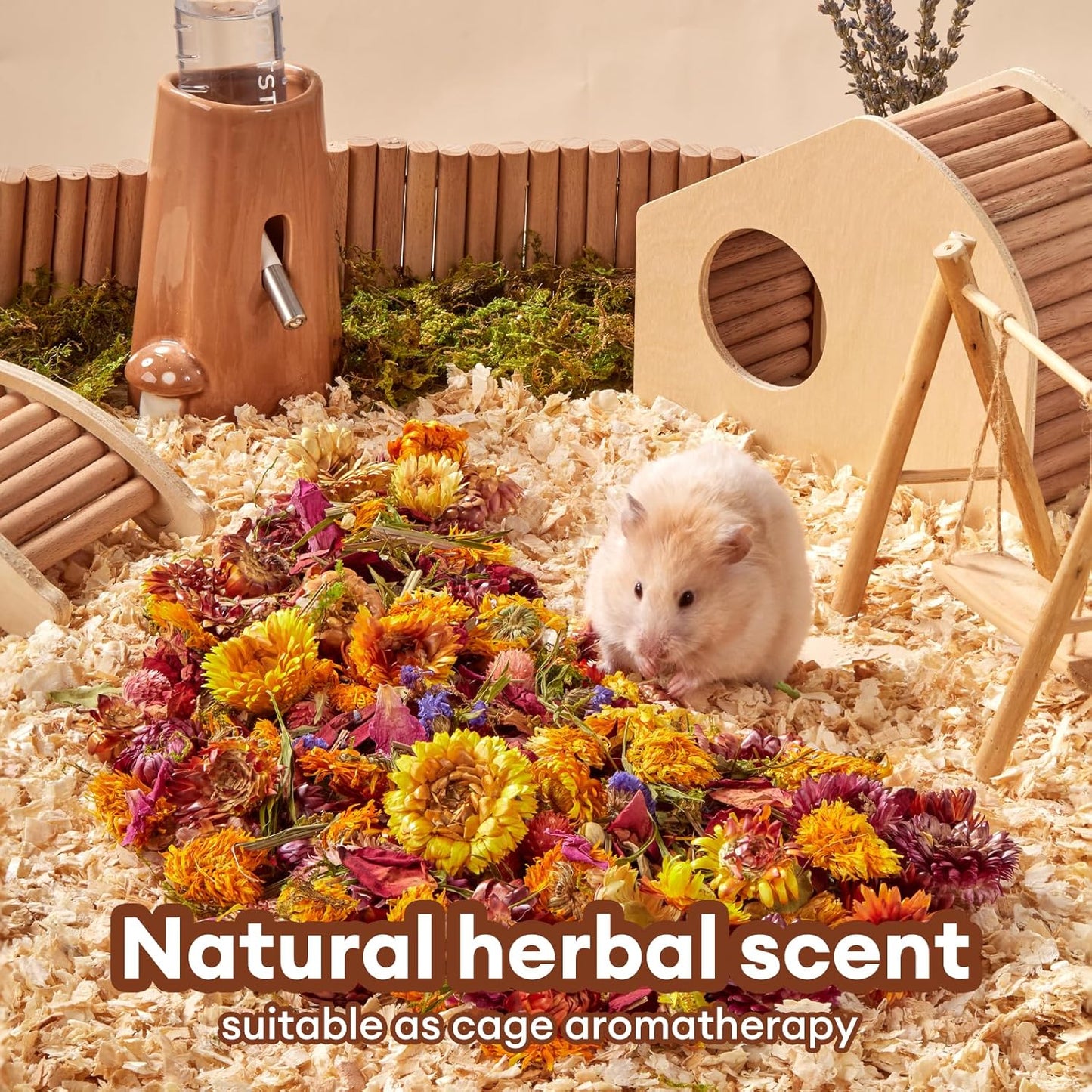 BUCATSTATE 5L Natural Flower & Hamster Bedding Soft Natural Bedding for Hamster Enrichment for Small Pets & Dwarf Syrian Hamsters, Gerbils, Mice,