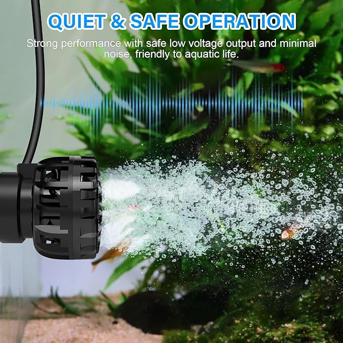 hygger Aquarium Wave Maker for 10-20 Gallon Fish Tanks, Adjustable DC Power Heads for Aquarium with Controller, Aquarium Circulation Pump With Magnetic Base for Saltwater Freshwater Tank 790 GPH