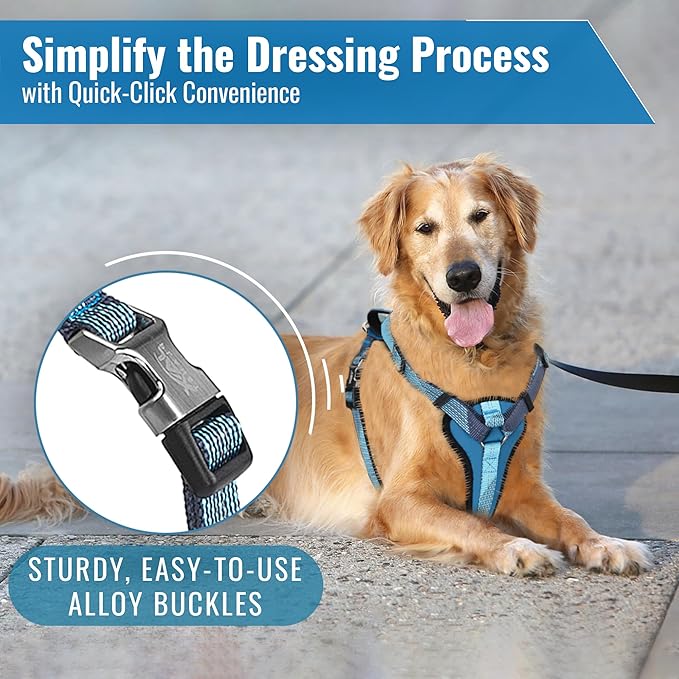 No-Pull Dog Harness with Handle - Escape Proof, Anti-Pulling, Grip Control, Multi-Angle Reflective for Safe Walks & Training, Easy On & Off, Metal Buckle–Pet Harness, Medium/Large Dogs- H3- Orange
