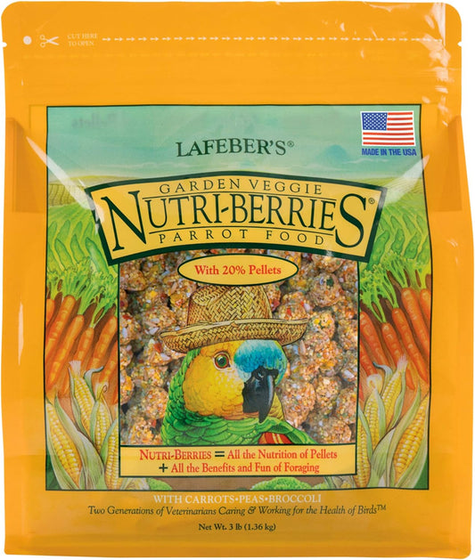 LAFEBER'S Garden Veggie Nutri-Berries Pet Bird Food, Made with Non-GMO and Human-Grade Ingredients, for Parrots, 3 lb