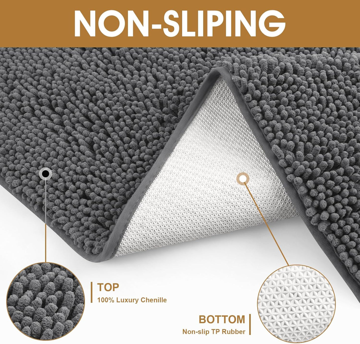 IM HOME Dog Door Mats for Muddy Paws, Chenille Absorbent Door Mats, Non Slip Heavy Mud Mat for Dogs, Soft Indoor Door Mat for Entryway, Mud Paws, Inside Floor,36" X 24", Grey