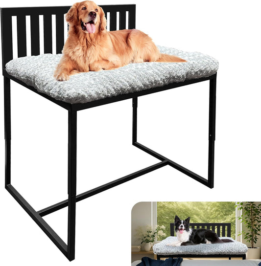 Beside Dog Bunk Beds for Large Dogs,Metal Dogs Bed Frame with Removable Cushion - Large