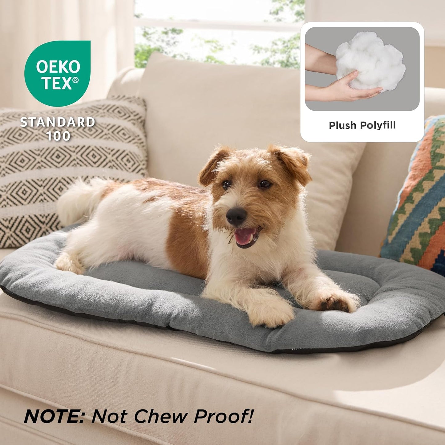 Bedsure Washable Dog Crate Pad for Small Dogs, Anti-Slip Puppy Kennel Dog Bed for Crate - Ultra Soft Fleece Flat Thin Pet Mat (Not Chew Proof), Light Grey 23"x17"