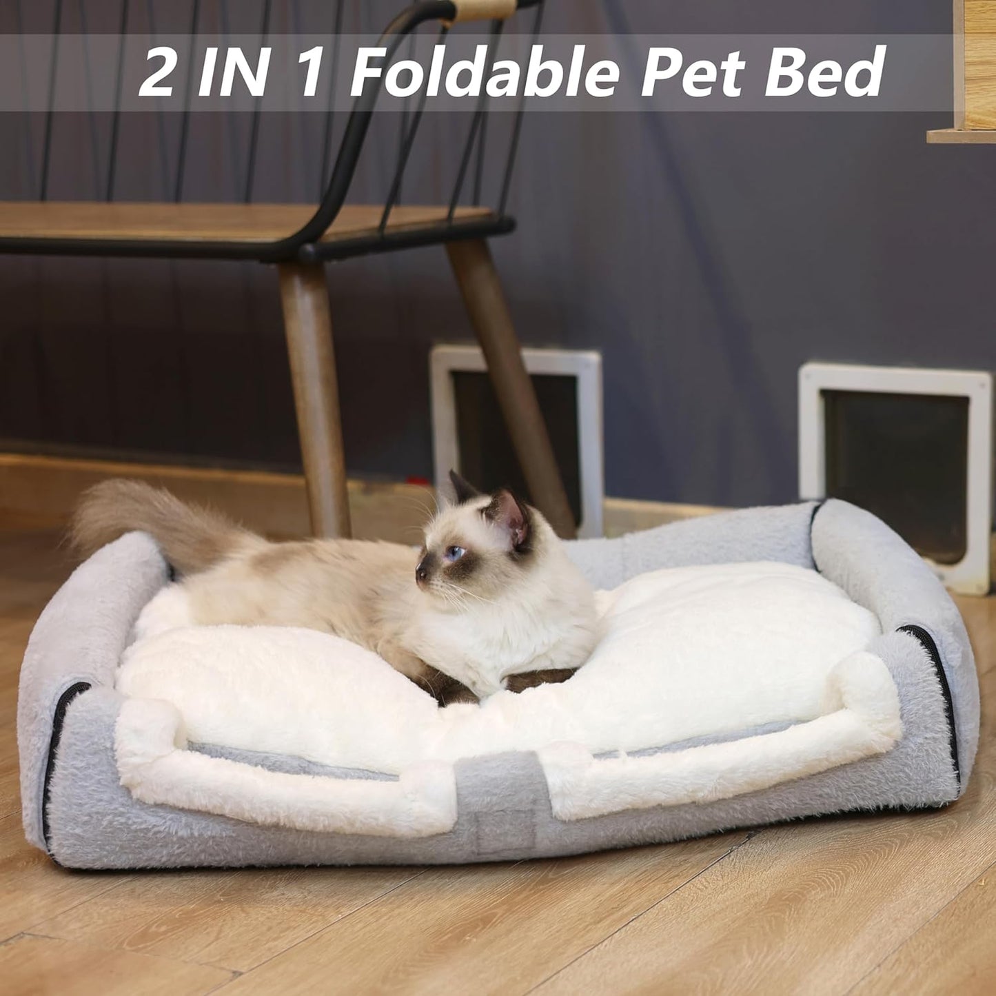 Cat Bed for Indoor Cats，Foldable cat cave，Anti-Slip & Water-Resistant Bottom，cat Houses for Indoor Cats or Small Dogs, Kitten Tent, Rabbit Double Hole Bed:(27.5"×15.3"×15.3"