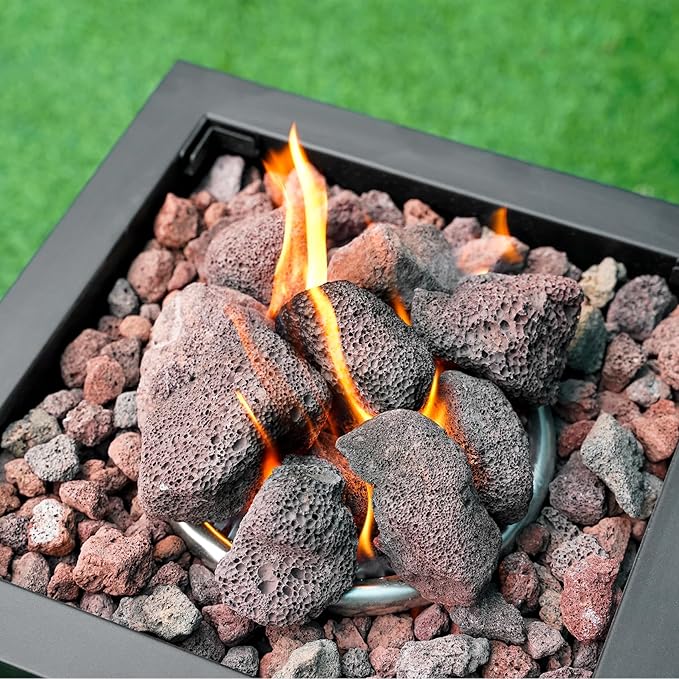 Mr. Fireglass Lava Rock Granules, Large Red Volcanic Lava Rock for Fire Bowls, Fire Pits, Gas Log Sets, Indoor or Outdoor Fireplaces - 10 Pounds (2.75"-5")