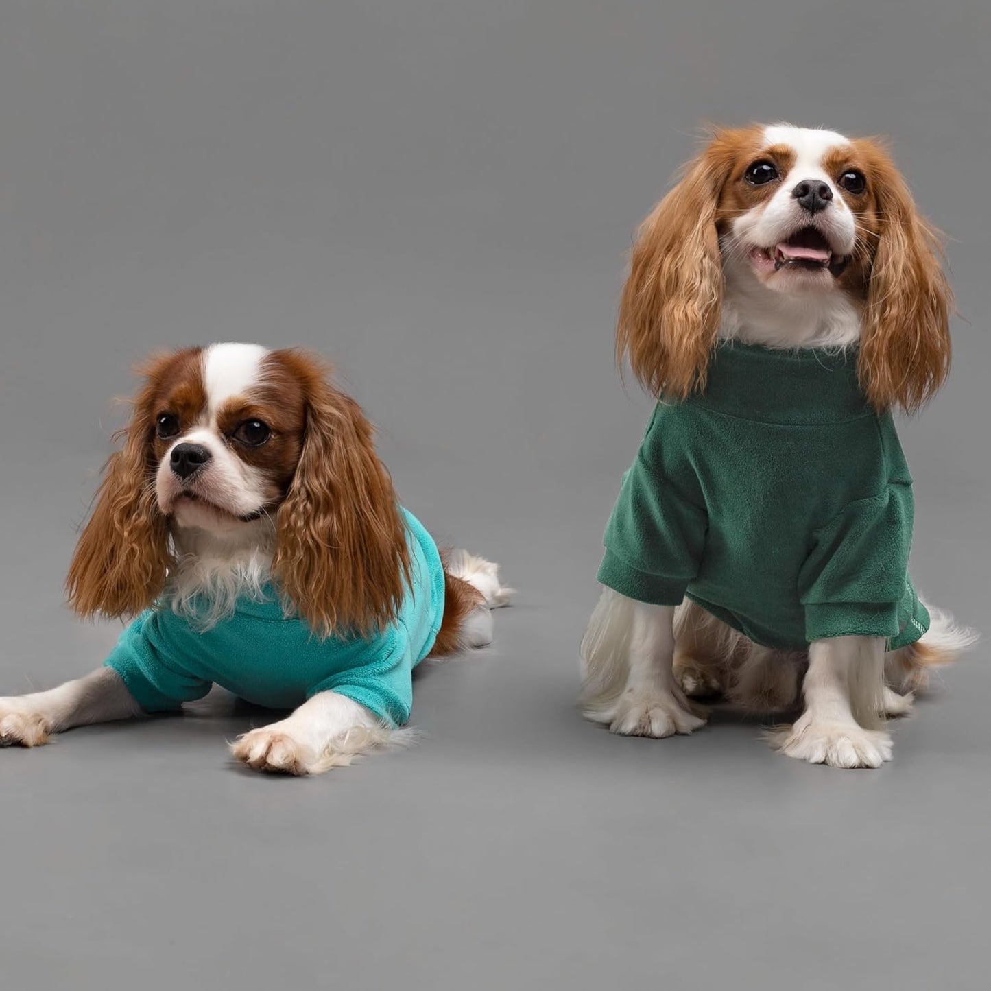 Fitwarm 3 Pack Fleece Dog Sweater, Turtleneck Dog Sweatshirt, Dog Winter Clothes for Small Dogs Boy Girl, Pet Pullover Jumper, Cat Apparel, Dark Green, Teal Green, Olive Green, XS