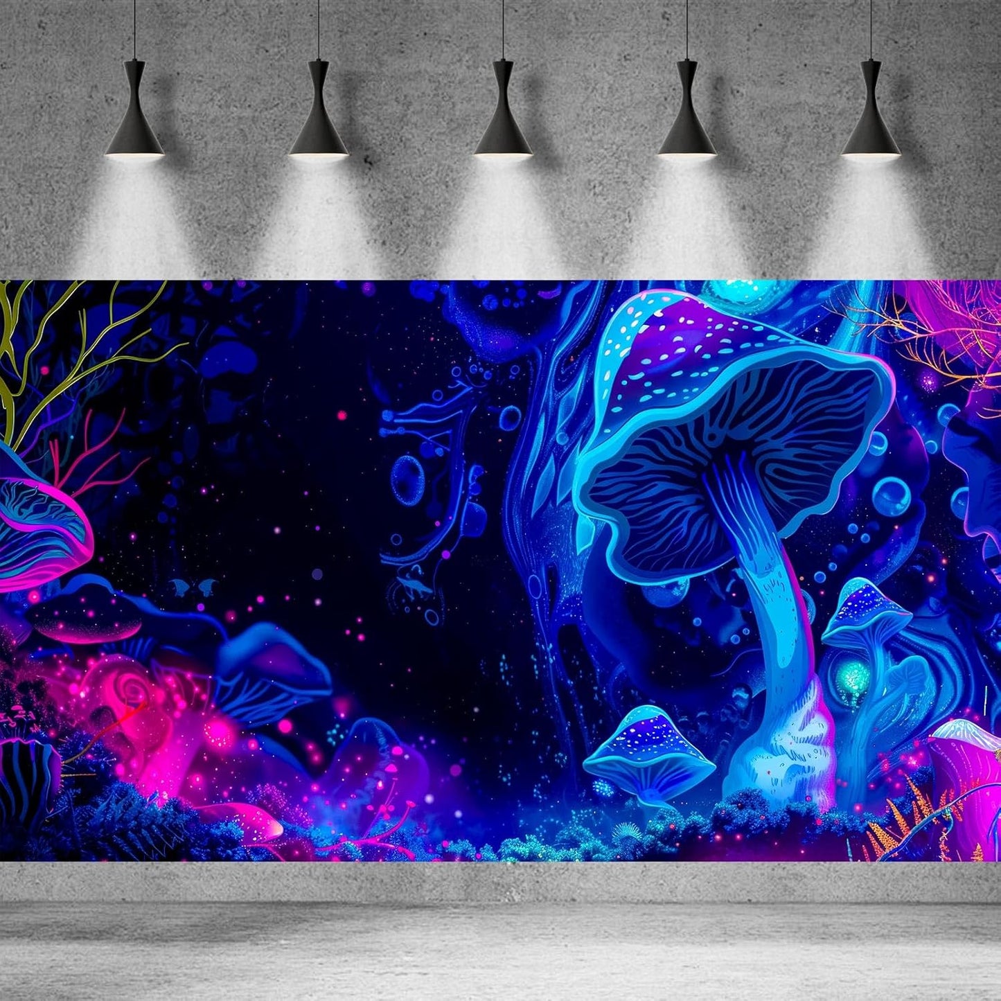 Fantasy Mushroom Forest Aquarium Background Abstract Cartoon Mushroom Reptile Tank Backgrounds Vibrant Jungle Mushrooms Theme Fish Tank Background Magic Mushrooms Reptile Enclosure Backgrounds 30x12in