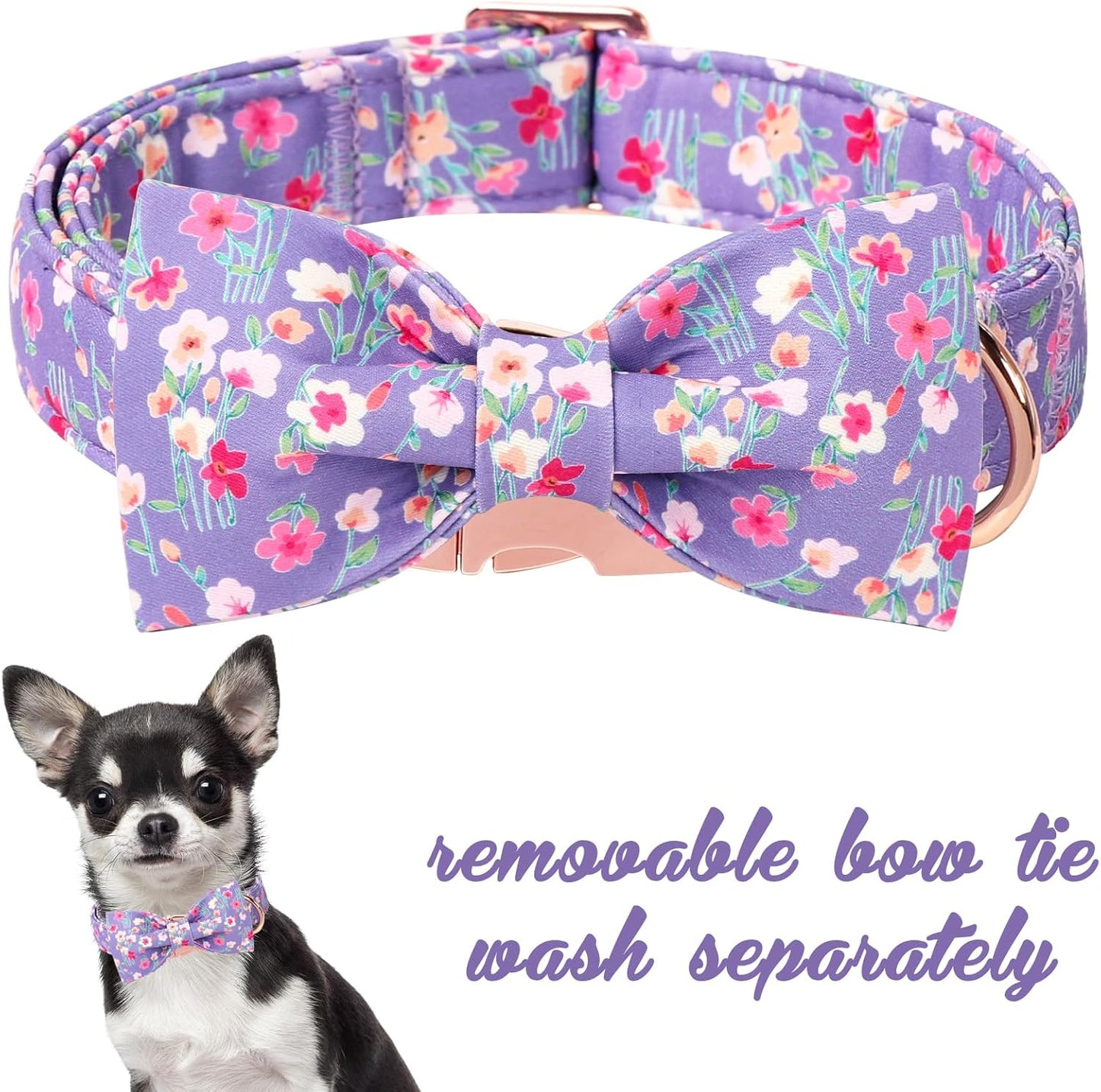 Unique style paws Cartoon Dog Collar with Bow Spring Summer Collar with Mutiflower for Small Medium Large Boys Girls Dogs
