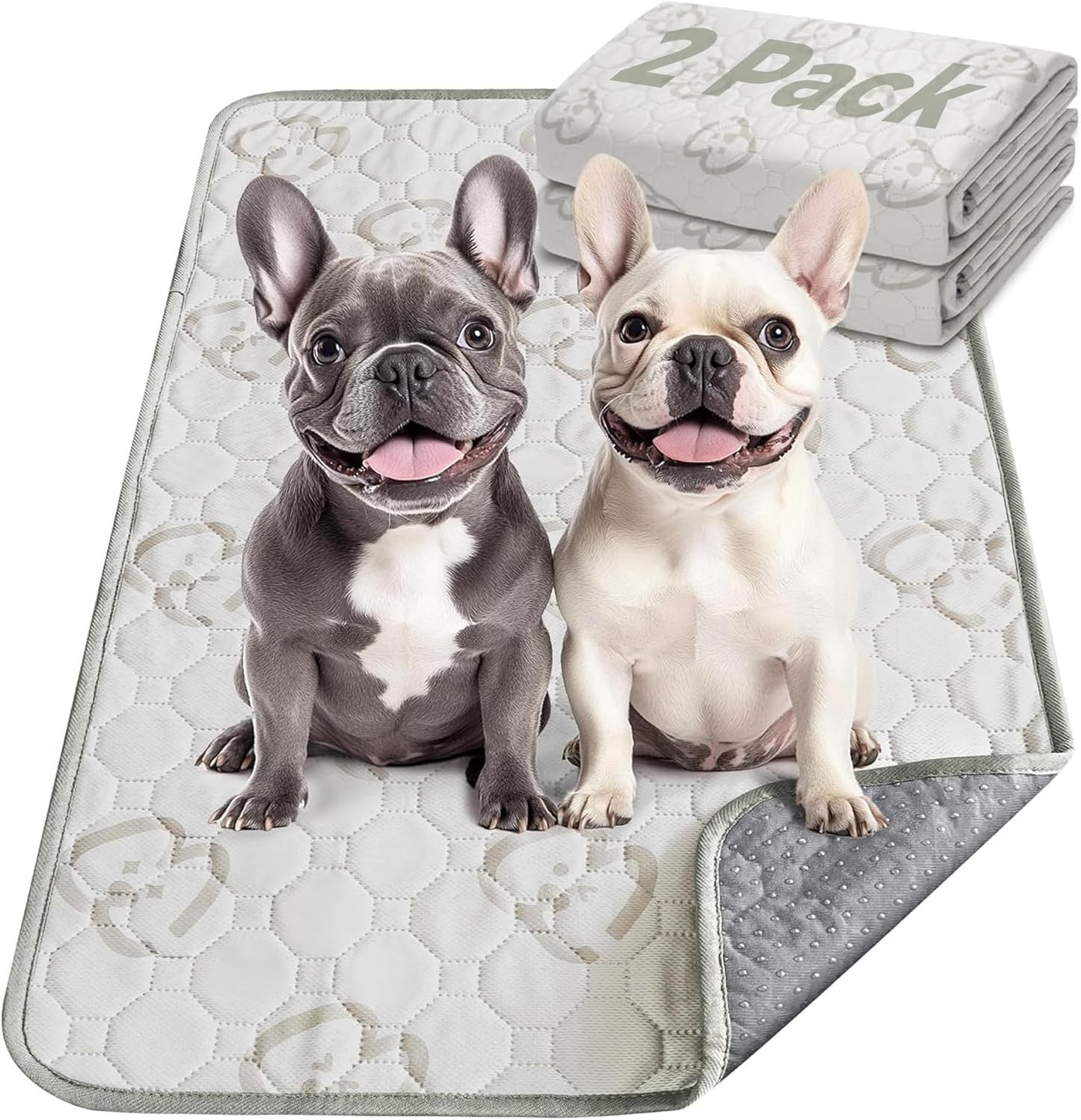 FXW Washable Pee Pads for Dogs, Puppy Pads with Super Absorbent, Specifically Designed for 30inch Cages, 29" × 18" Rectangle, Khaki, 2 Packs
