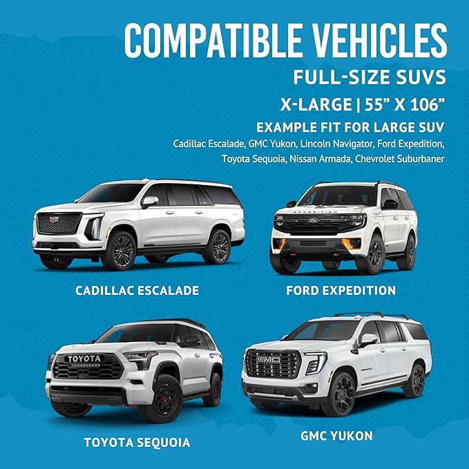 Bulldogology SUV Cargo Liner for Dogs 55"x106" Heavy Duty Pet Trunk Cargo Cover - Dog Car Seat Cover Waterproof Nonslip - Dog Hair, Muddy Paws, Scratches Cover Protector for Cars Vans (X-Large, Black)