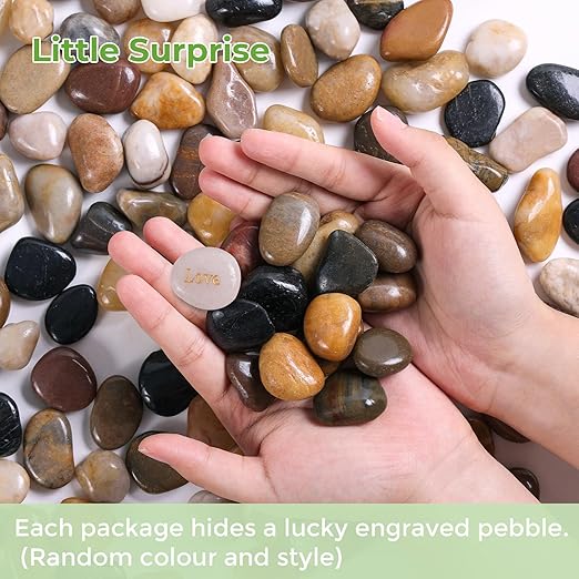 SIDONG 10 LB Mixed River Rocks, 0.4-1.2 Inches Highly Polished Pebbles for Indoor Plants, Decorative Stones for Plants, Fish Tank, Vases, Home Décor, Crafting, Garden Landscaping