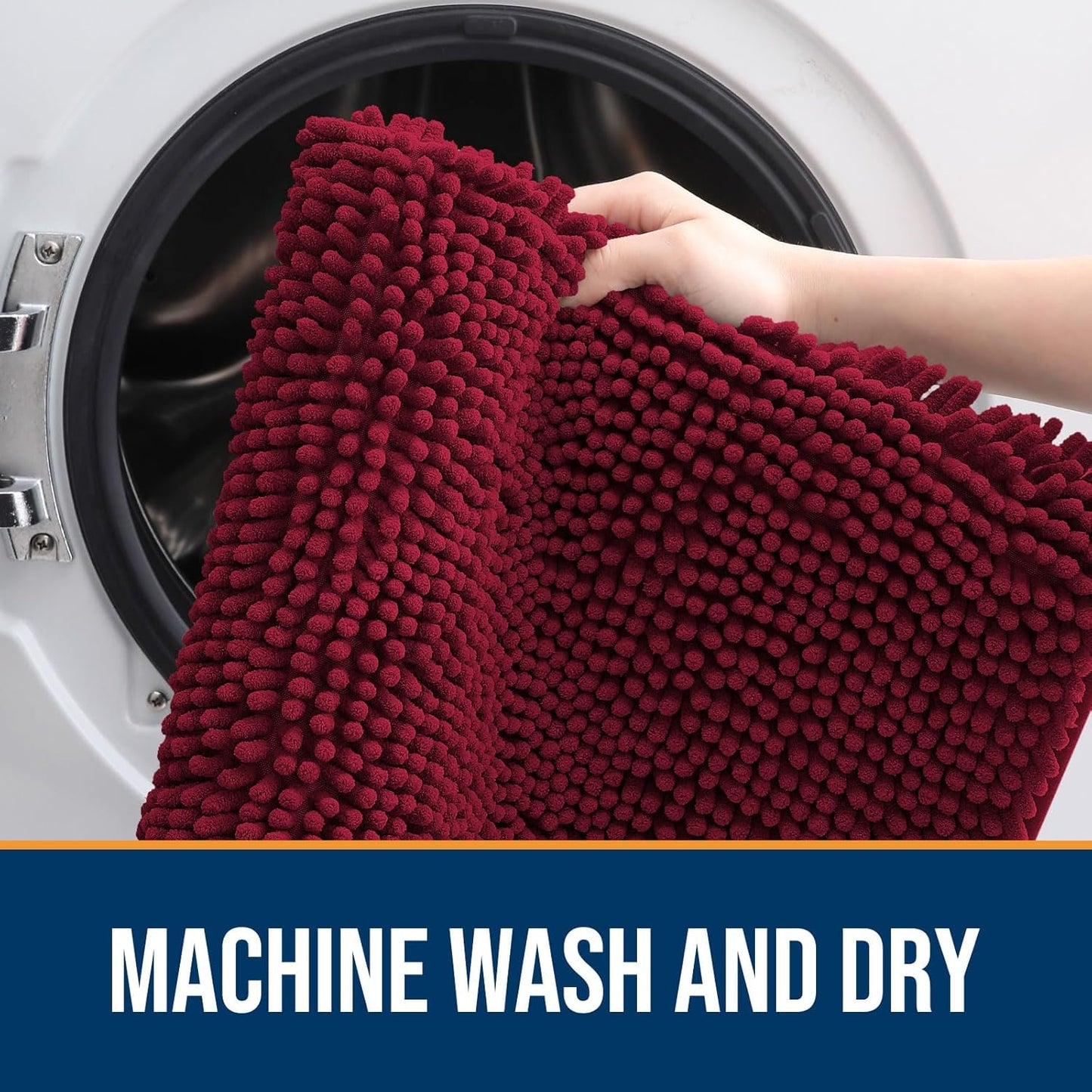 OLANLY Dog Door Mat for Muddy Paws 59x24, Absorbs Moisture and Dirt, Absorbent Non-Slip Washable Doormat, Quick Dry Chenille Mud Mat for Dogs, Entry Indoor Entryway Carpet for Inside Floor, Burgundy