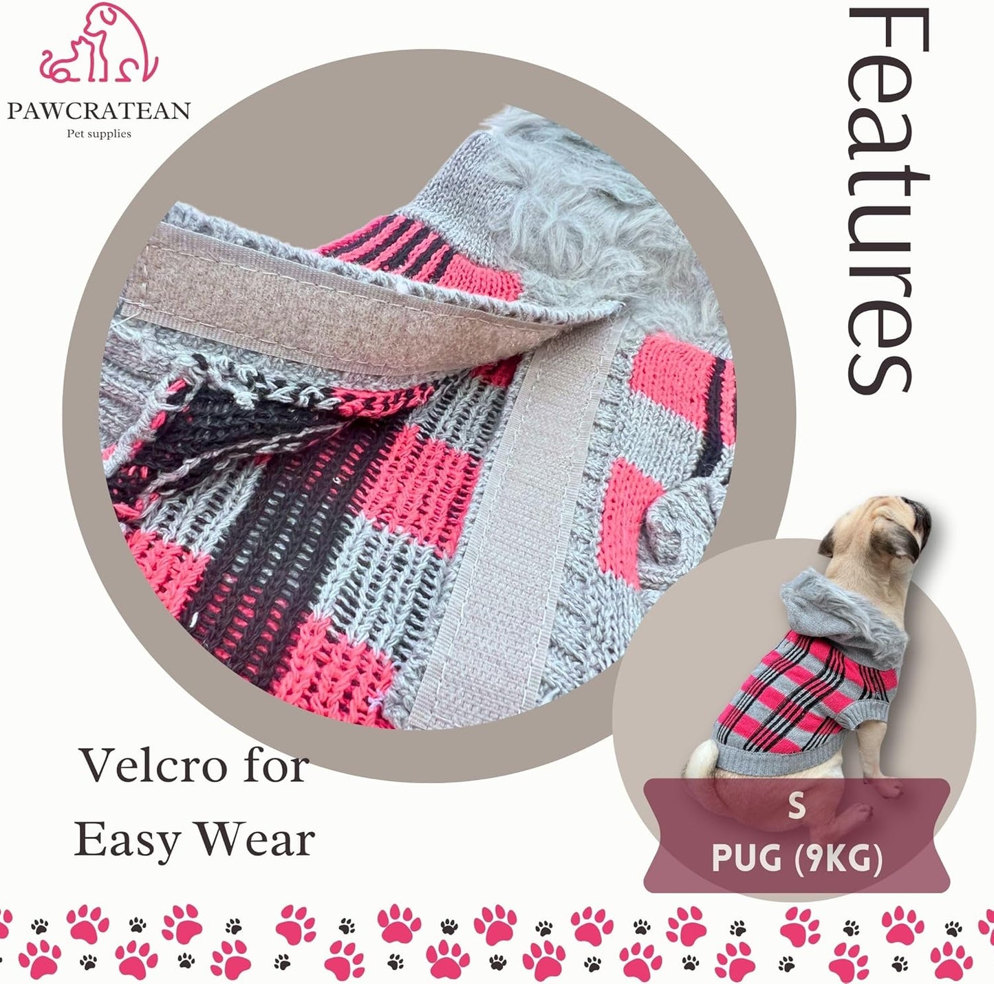 Cute Sweater for Dogs and Cats Soft Flannel Pet Outfit Warm and Cozy Animal Hoodie Small to Large Pet Clothes for Halloween Parties and Everyday Wear (Medium, Pink Checkered with Hat)