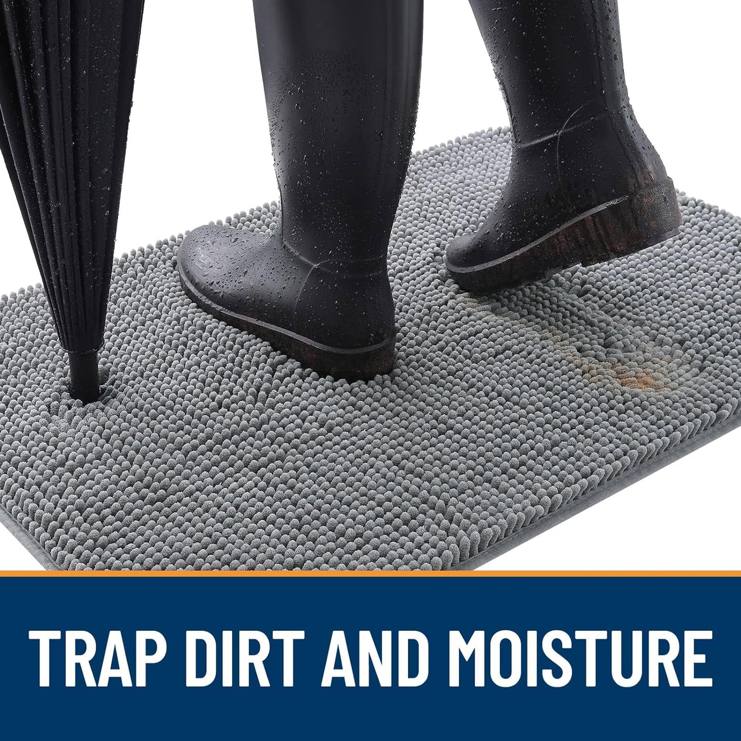 OLANLY Dog Door Mat for Muddy Paws 45x27, Absorbs Moisture and Dirt, Absorbent Non-Slip Washable Doormat, Quick Dry Chenille Mud Mat for Dogs, Entry Indoor Entryway Carpet for Inside Floor, Grey