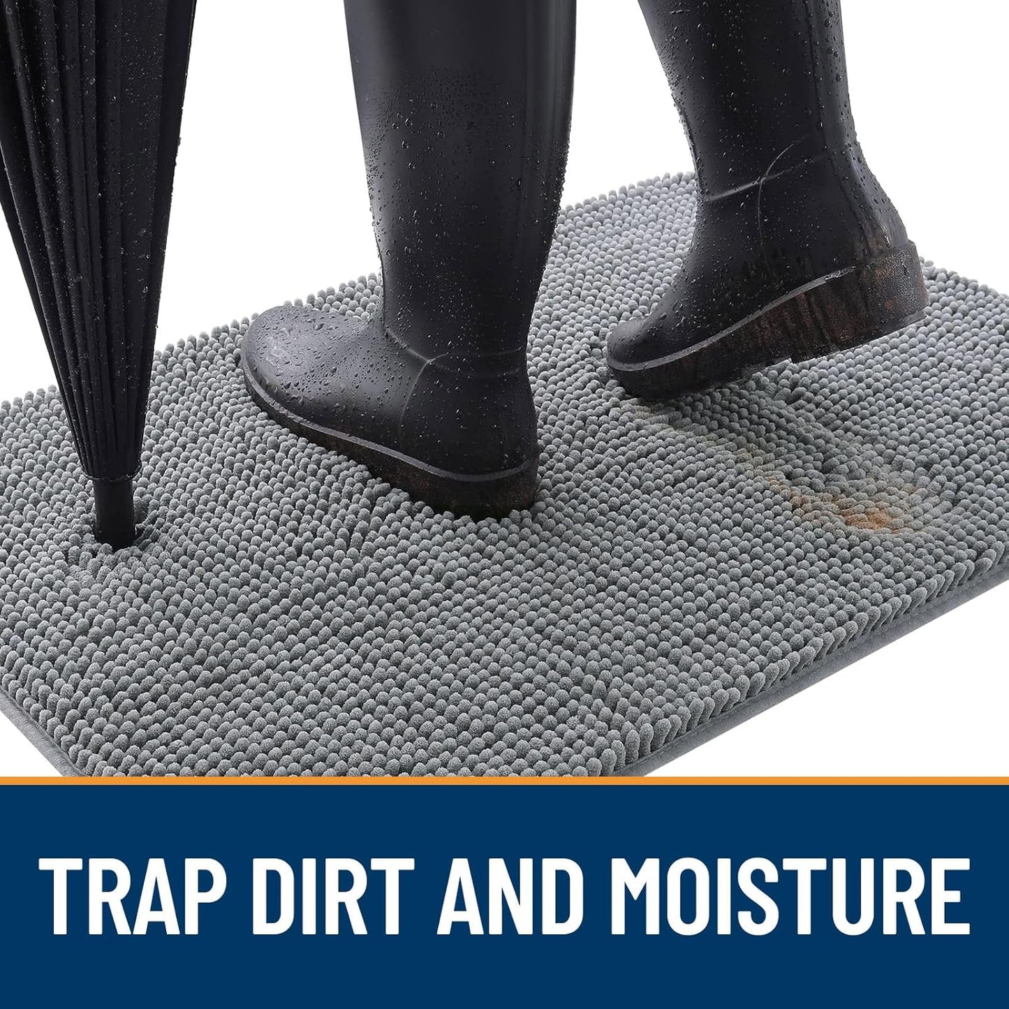 OLANLY Dog Door Mat for Muddy Paws 54x32, Absorbs Moisture and Dirt, Absorbent Non-Slip Washable Doormat, Quick Dry Chenille Mud Mat for Dogs, Entry Indoor Entryway Carpet for Inside Floor, Grey