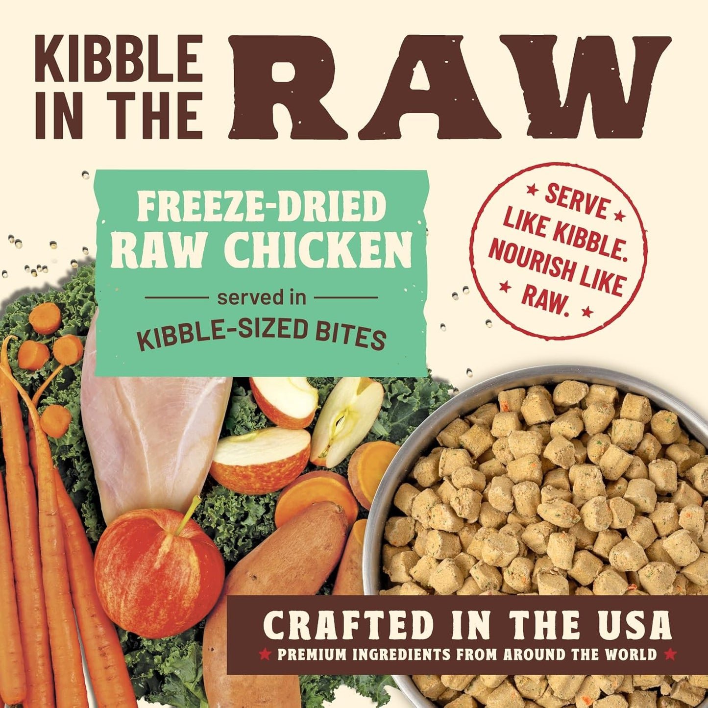 Primal Kibble in The Raw, Freeze Dried Dog Food, Chicken, Scoop & Serve, Made with Raw Protein, Whole Ingredient Nutrition, Crafted in The USA, Dry Dog Food 9 lb Bag