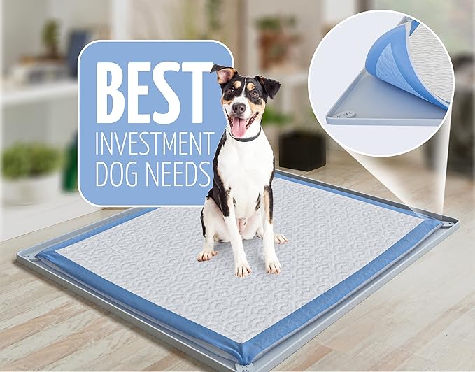 TidyFriend 3 Pk Pee Pad Holder Tray for 30” x 23” Pee Pads with Corner Lock Holes, Raised Edges, Non-Spill, Easy to Clean Silicone Dog Potty Tray Holder, For Indoor Floor Protection (Light Grey)
