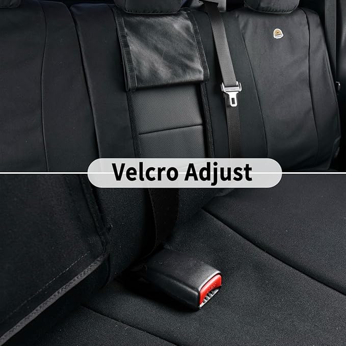 Coverado Rear Car Seat Covers, Waterproof Canvas Seat Protector for Car Seat Cushions for Kids & Dogs, Seat Covers Compatible with 2015-2025 Ford F150 & 2017-2025 Ford F250 F350 F450(Black, 2PCS)