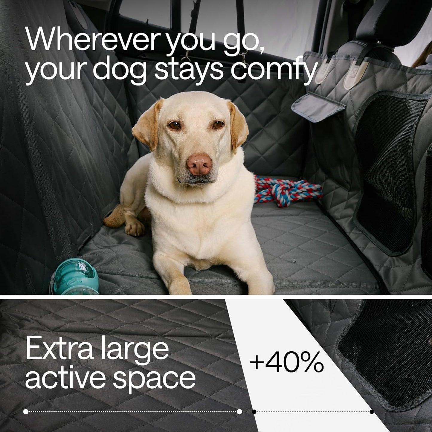 Truck Dog Seat Cover for Back Seat – Hard Bottom Hammock Holds 400lbs – Waterproof Pet Seat Protector for Large Dogs – Back Seat Extender Platform with Storage – Dog Car Seat Cover for Trucks SUV