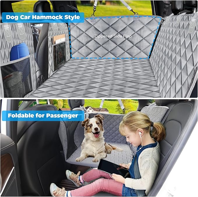 URPOWER XL Dog Back Seat Extender for Crew Cab Truck, Hard Bottom Dog Car Seat Cover Waterproof Dogs Car Hammock Pet Backseat Bed, Pet Truck Accessories for F150 / RAM 1500/ Tundra Crew Cab