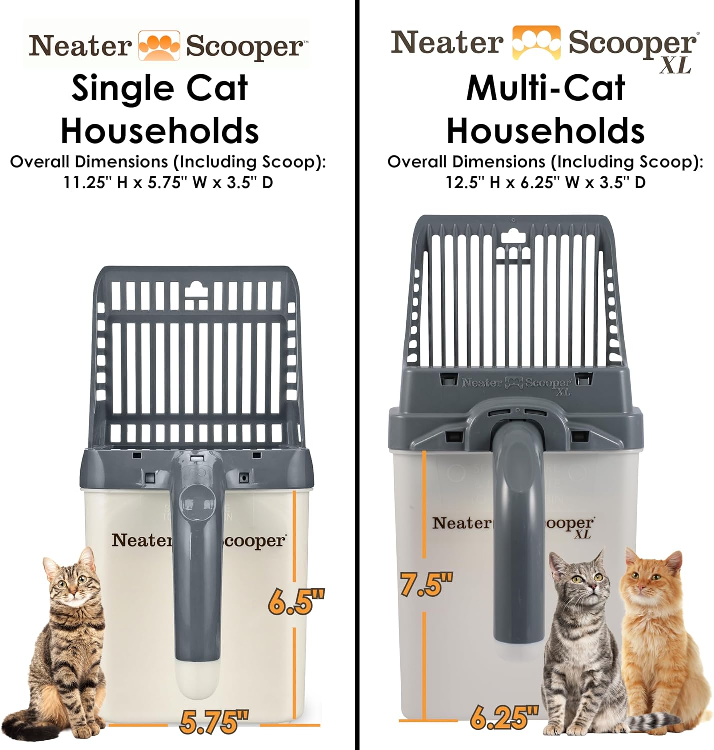 Neater Pet Brands Neater Scooper Standard Cat Litter Scoop, 60 Refill Bags – Mess-Free Cat Litter Scooper with Bag, Spill-Proof Kitty Box Sifter, Bin Doubles as Scoop Holder, For Single-Cat Households
