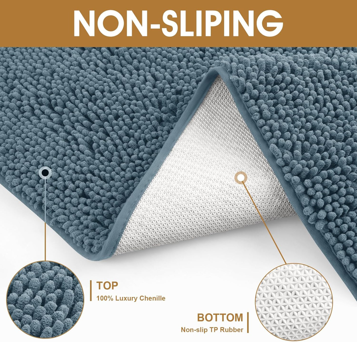 Extra Large Dog Door Mats for Muddy Paws, Chenille Absorbent Dog Mats, Non Slip Heavy Mud Mat for Dogs, Soft Pet Mat for Entryway, Mud Paws, Inside Floor,71" x 25", Dusty Blue