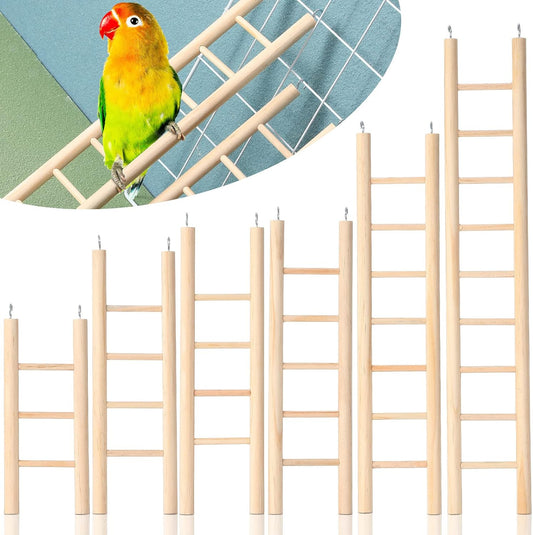 Kigeli 6 Pcs Wood Step Ladder for Bird, Hanging Bird Ladder Parrot Step Cage Hanging Climbing Toys for Parakeets, Parrots, Cockatoo and Lovebirds