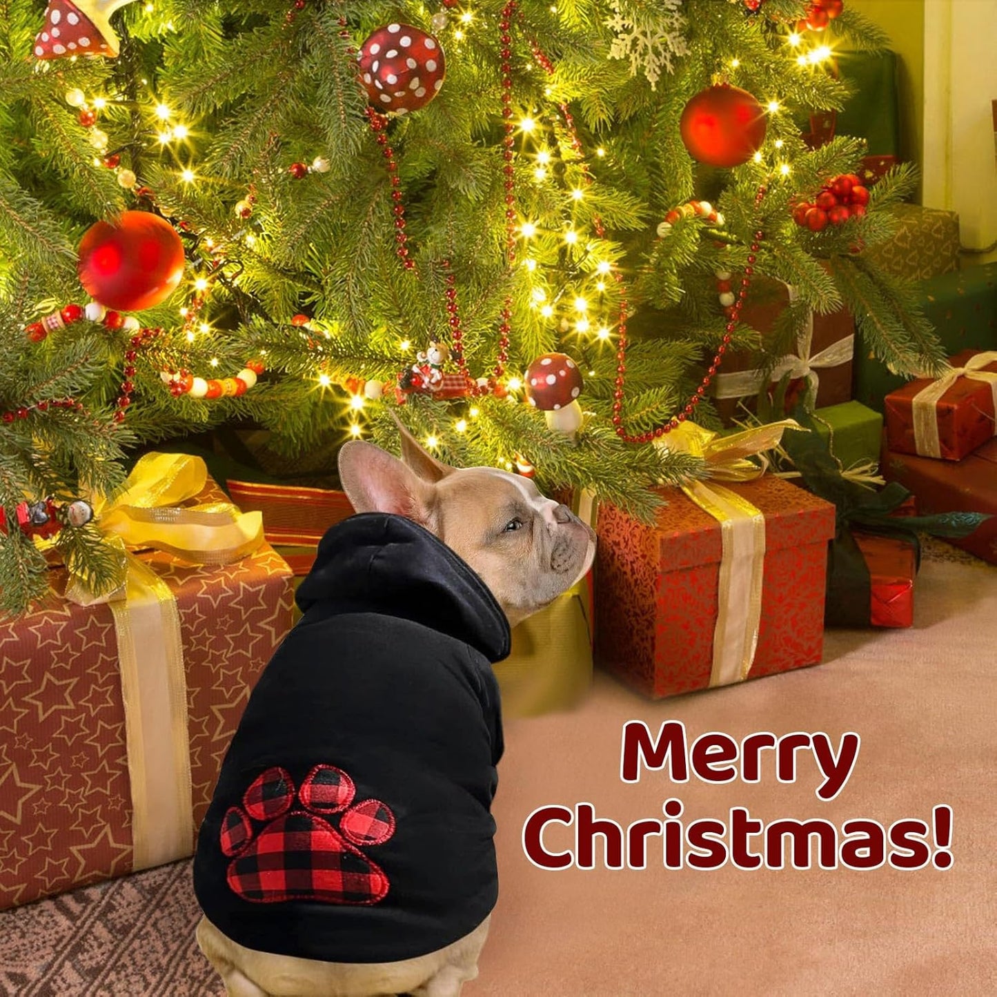 SAWMONG Dog Hoodie,Flannel Pet Hooded Sweater with Hat Puppy Pullover Sweater Shirt,Dog (Black,2XL)