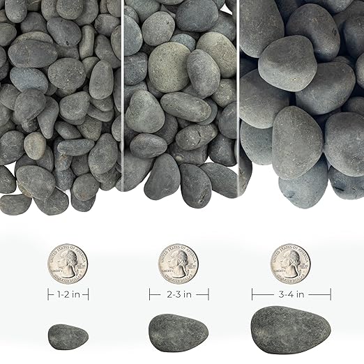 Large Unpolished Bulk Pebbles 20lbs, 3-4 Inch Black River Rocks, Hand-Picked Natural Stones for Landscaping and Garden Design Fish Tank, Pathways and Backyard