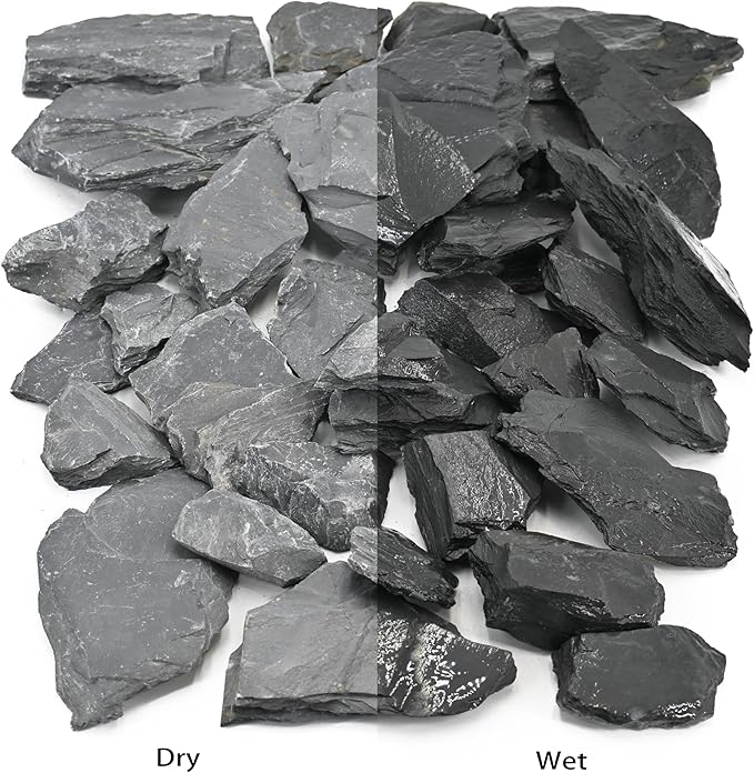 Natural Slate Rock 5LB Reptile Basking Stones Fish Tank Rocks for Aquarium Landscaping, Tank Decoration, Fairy Gardens,Reptile & Amphibian Enclosures 3 to 8 Inches