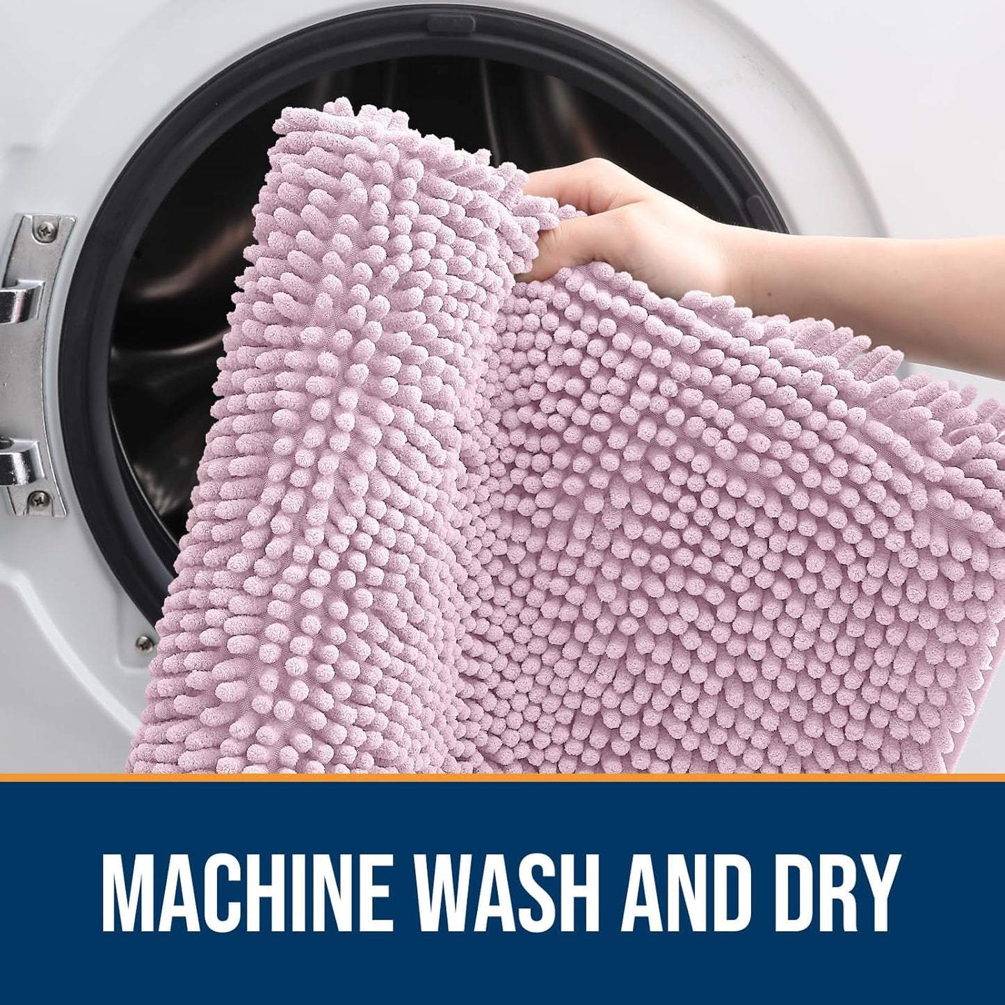 OLANLY Dog Door Mat for Muddy Paws 47x20, Absorbs Moisture and Dirt, Absorbent Non-Slip Washable Doormat, Quick Dry Chenille Mud Mat for Dogs, Entry Indoor Entryway Carpet for Inside Floor, Dusty Rose